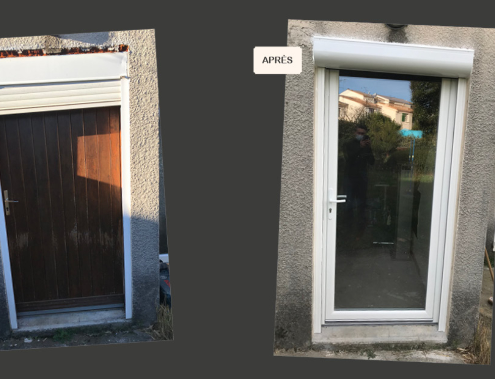 Rénovation porte PVC avec imposte fixe GMA Fenêtres Alès